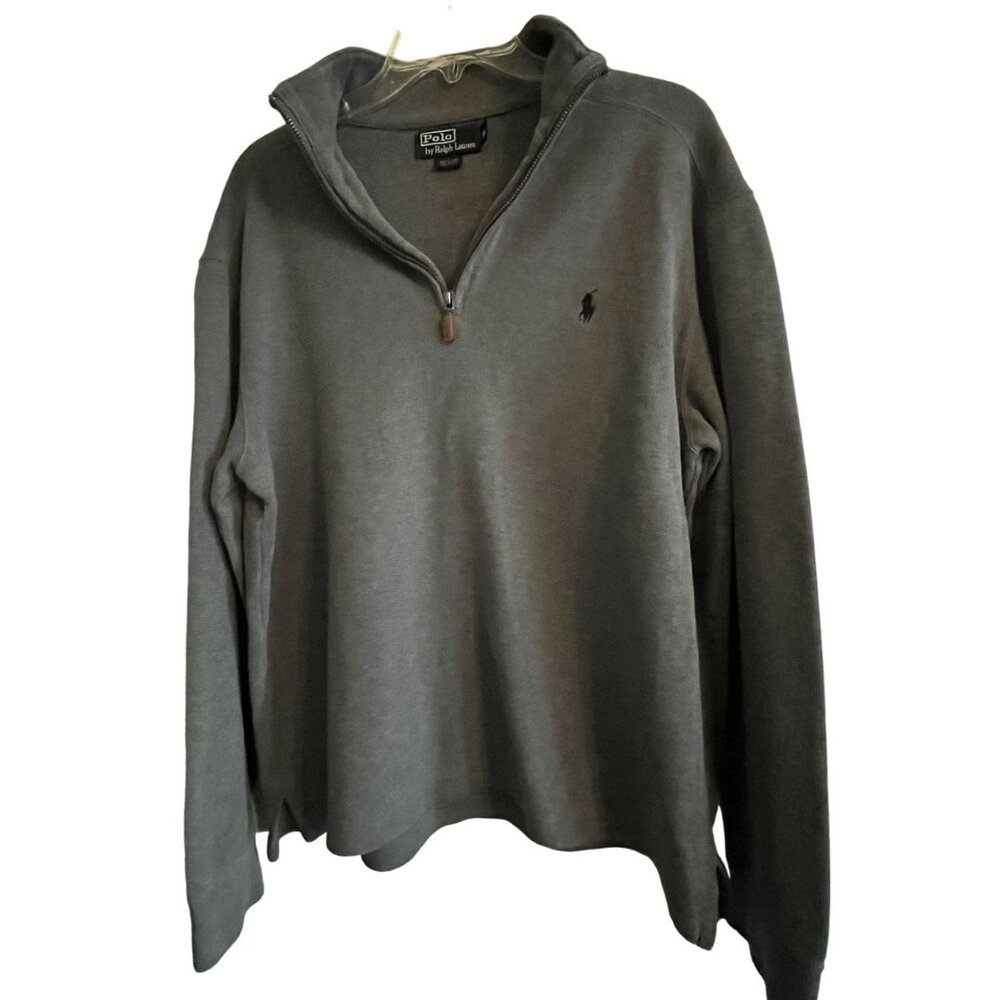 POLO Ralph Lauren Gray Men's Medium Quarter Zip up Pullover Cotton Sweater